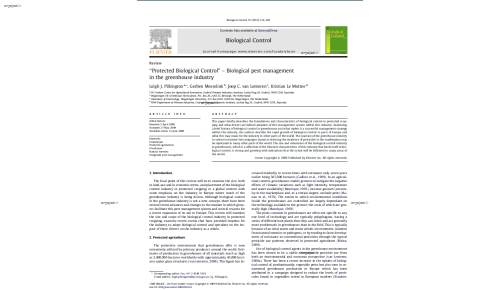 Protected Biological Control” – Biological pest management in the greenhouse industry
